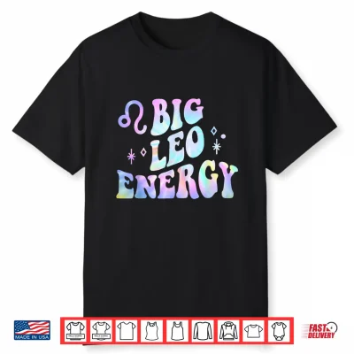 Leo Big Energy Retro Smile Flower Zodiac Birthday Shirt