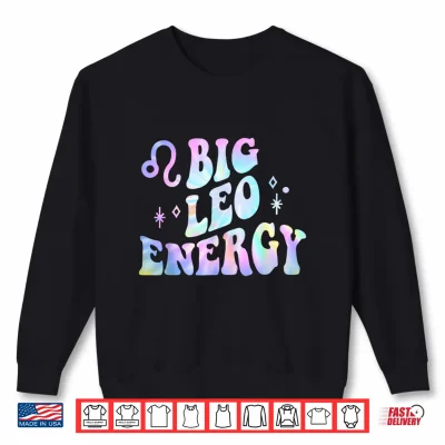 Sweatshirt Leo Big Energy Retro Smile Flower Zodiac Birthday Shirt