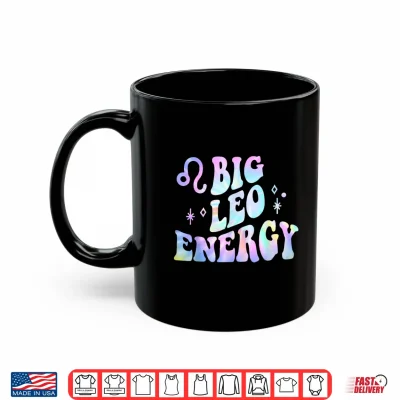 Mug Leo Big Energy Retro Smile Flower Zodiac Birthday Shirt