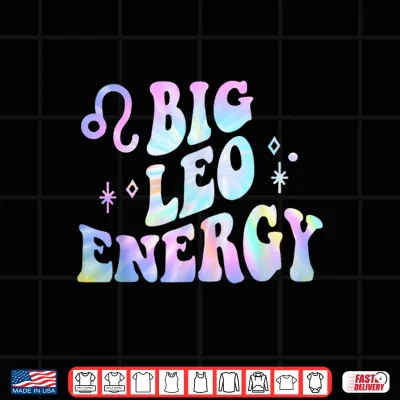Design Leo Big Energy Retro Smile Flower Zodiac Birthday Shirt