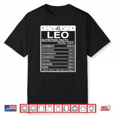 Leo Nutritional Style Zodiac Design Leo Shirt