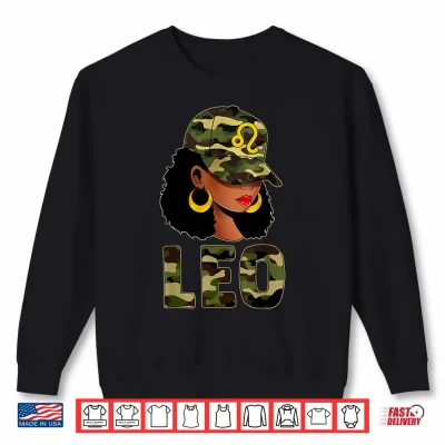Sweatshirt Leo Queen Camouflage Black Woman Cap Zodiac Sign Shirt