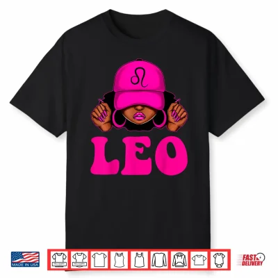 Leo Queen Sassy Black Woman Afro Girl Zodiac Birthday Shirt