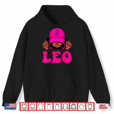 Hoodie Leo Queen Sassy Black Woman Afro Girl Zodiac Birthday Shirt