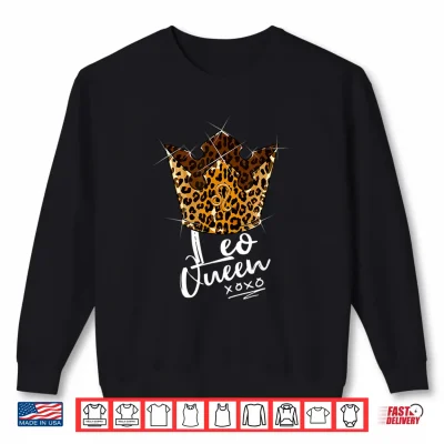 Sweatshirt Leopard Leo Queen Zodiac Sign With Leopard Pattern Crown Shirt