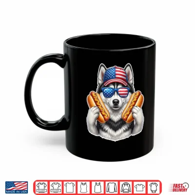 Mug 4th of July Hotdog Siberian Husky Funny Patriotic USA Flag Shirt 1