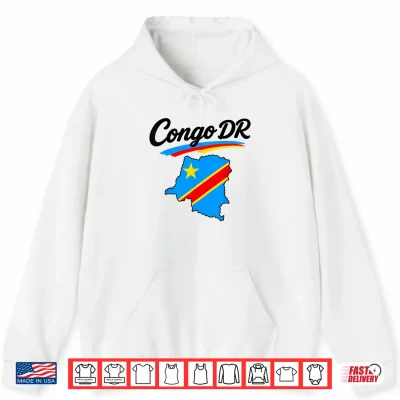 Hoodie Congo DR Flag Map Script Athletic Men Women Youths Shirt 1