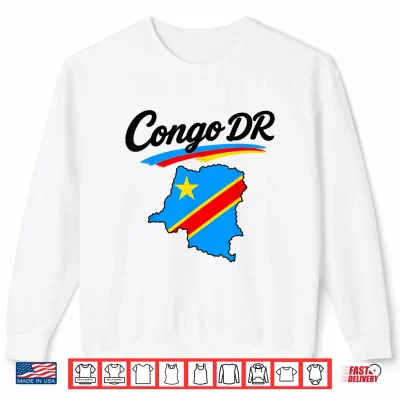 Sweatshirt Congo DR Flag Map Script Athletic Men Women Youths Shirt 1