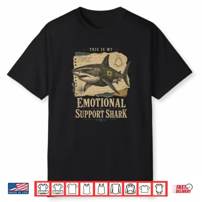 Emotional Support Shark Vintage Funny Sea Creature Ocean Shirt