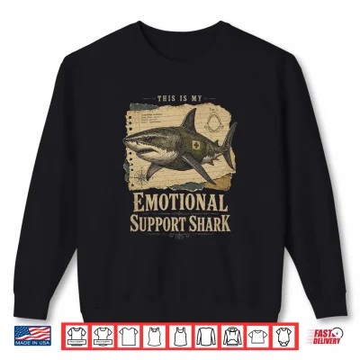 Emotional Support Shark Vintage Funny Sea Creature Ocean Shirt 2 Sweatshirt Emotional Support Shark Vintage Funny Sea Creature Ocean Shirt 1