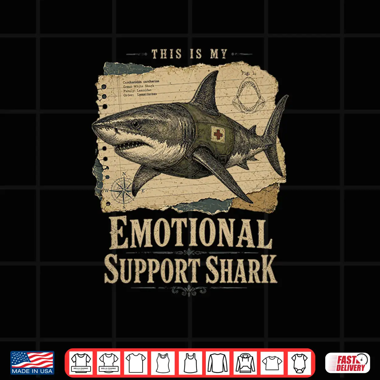 Emotional Support Shark Vintage Funny Sea Creature Ocean Shirt Emotional Support Shark Vintage Funny Sea Creature Ocean Shirt