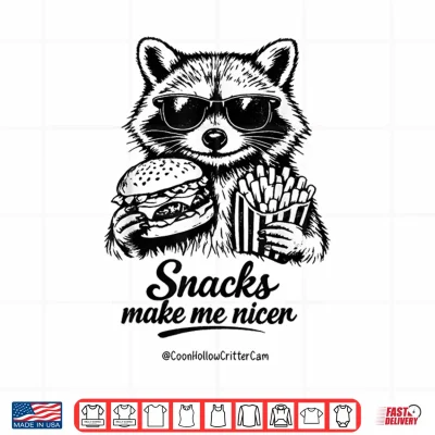 Design Funny Raccoon Snacks Make Me Nicer Feral Shirt 1