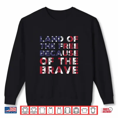 Sweatshirt Land of the Free Because of the Brave Comfort Colors Crop Top 1