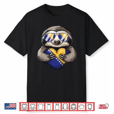 Bosnia Flag Sloth Bosnia And Herzegovina Roots Performance Shirt