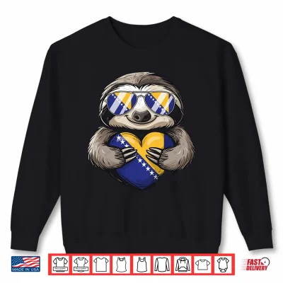 Sweatshirt Bosnia Flag Sloth Bosnia and Herzegovina Roots Performance Shirt