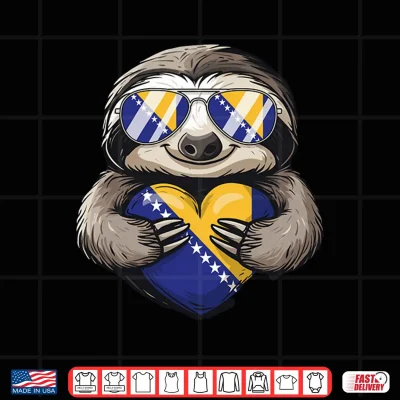 Design Bosnia Flag Sloth Bosnia and Herzegovina Roots Performance Shirt