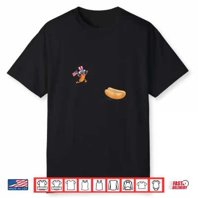 Freedom Dive Hotdog Funny Patriotic Hotdog Jumping Into Bun Shirt