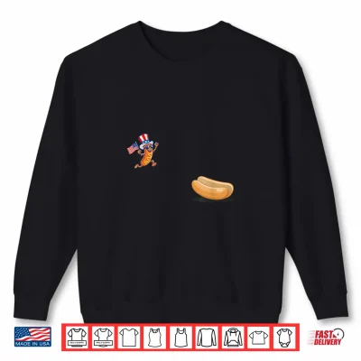 Sweatshirt Freedom Dive Hotdog Funny Patriotic Hotdog Jumping Into Bun Shirt