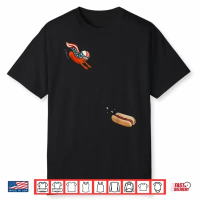 Hotdog Freedom Dive Patriotic Hot Dog Skydiving Into Bun Shirt