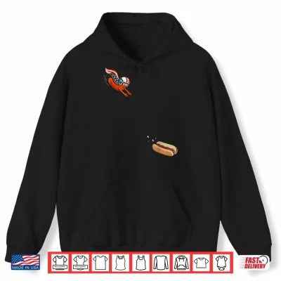 Hoodie Hotdog Freedom Dive Patriotic Hot Dog Skydiving Into Bun Shirt