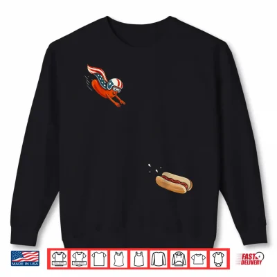Sweatshirt Hotdog Freedom Dive Patriotic Hot Dog Skydiving Into Bun Shirt