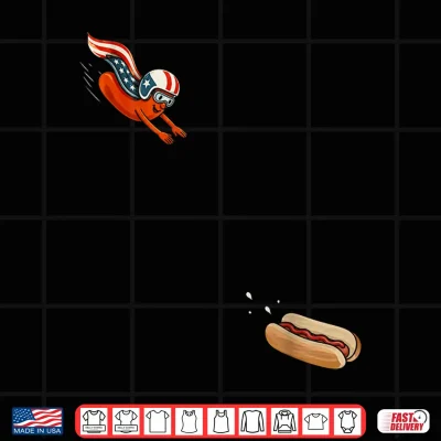 Design Hotdog Freedom Dive Patriotic Hot Dog Skydiving Into Bun Shirt
