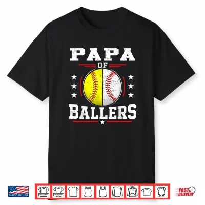 Papa Of Ballers Baseball Softball Papa Shirt