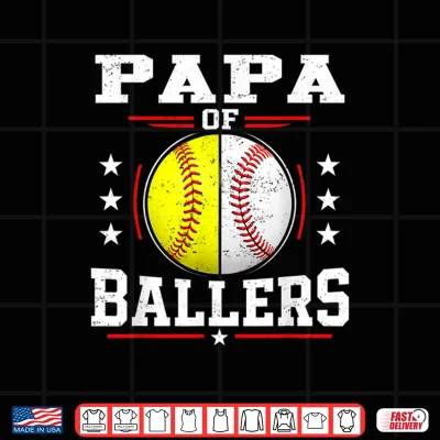 Design Papa of Ballers Baseball Softball Papa Shirt