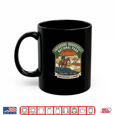 Mug Theodore Roosevelt National Park Badlands Vintage Cowboy Art Premium Tri Blend Shirt