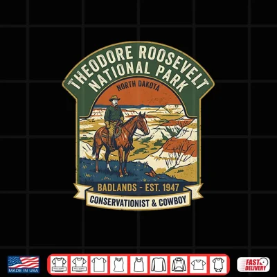 Design Theodore Roosevelt National Park Badlands Vintage Cowboy Art Premium Tri Blend Shirt