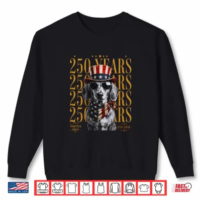 Sweatshirt USA 250th Anniversary Dachshund Dog American Flag 4th July Shirt
