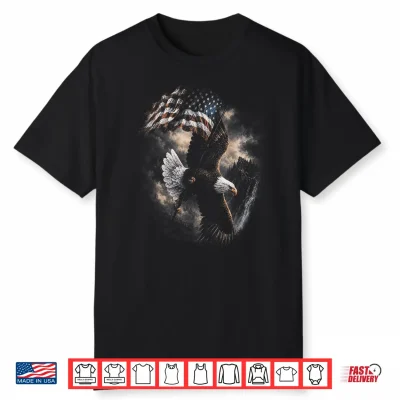 Bald Eagle Holding American Flag Vintage 90S Graphic Style Shirt