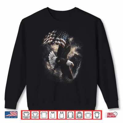 Sweatshirt Bald Eagle Holding American Flag Vintage 90s Graphic Style Shirt
