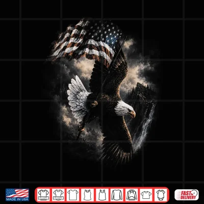 Design Bald Eagle Holding American Flag Vintage 90s Graphic Style Shirt