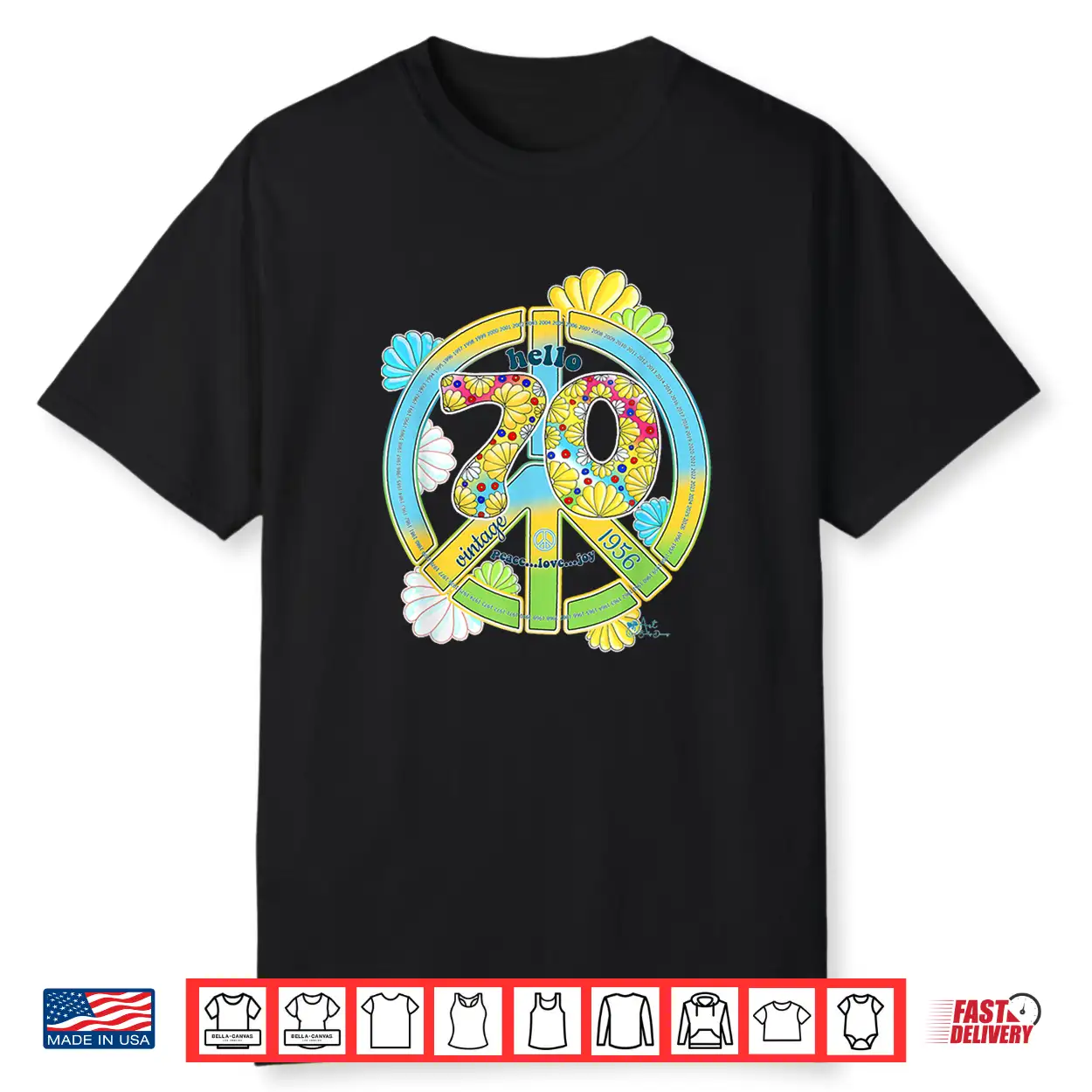 Born In 1956 Colorful Flower Power Retro Number Art Shirt Born In 1956 Colorful Flower Power Retro Number Art Shirt