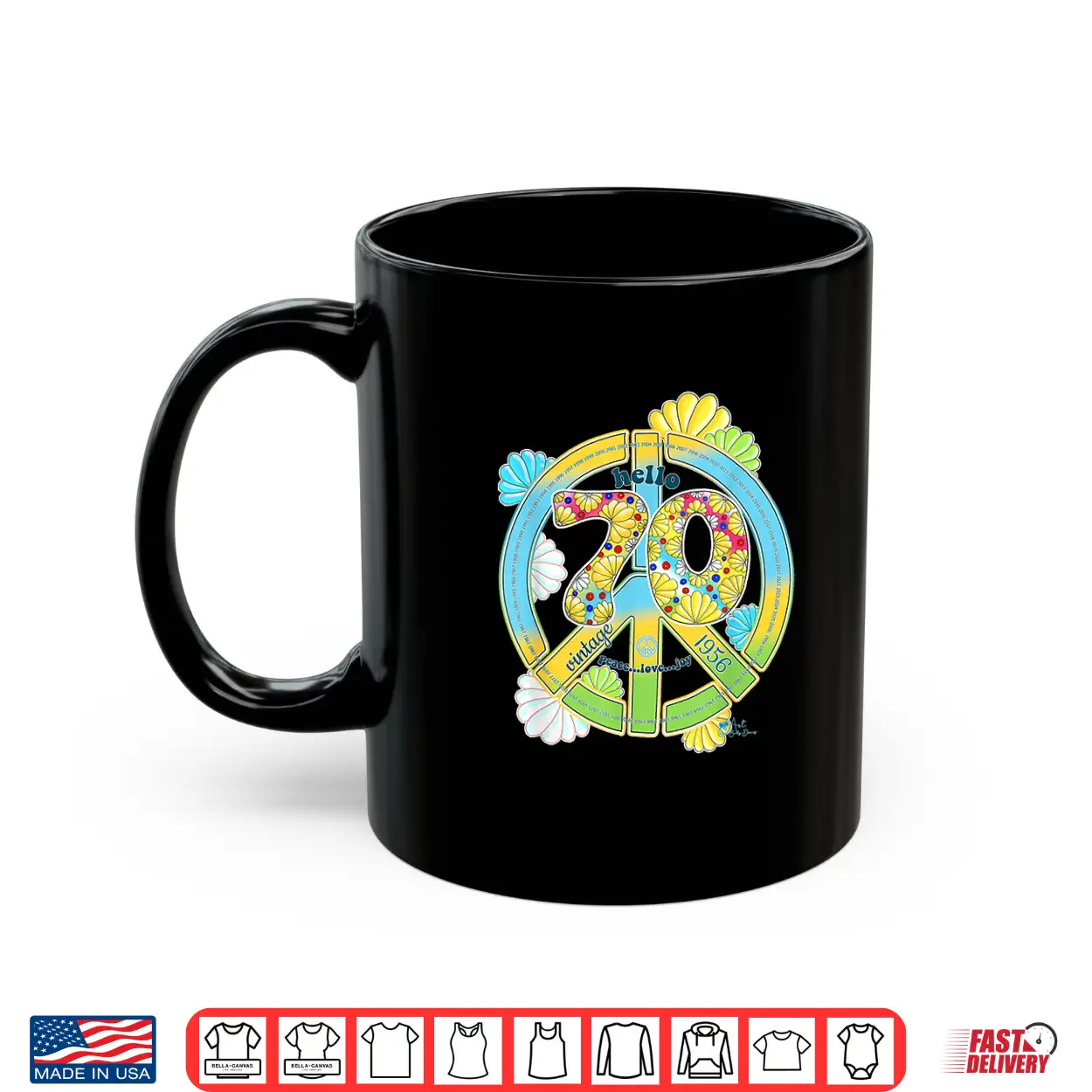Born In 1956 Colorful Flower Power Retro Number Art Shirt Born In 1956 Colorful Flower Power Retro Number Art Shirt
