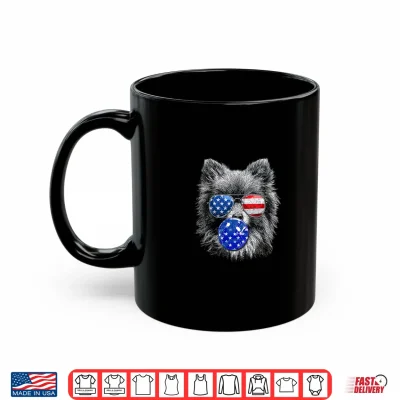 Mug Cute Pomeranian Wearing USA Flag Sunglasses 4th of July Day Shirt