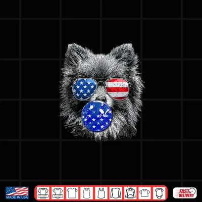 Design Cute Pomeranian Wearing USA Flag Sunglasses 4th of July Day Shirt
