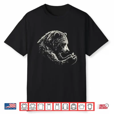 Mens Gentle Bear And Firefly Nature Woodland Illustration Performance Shirt