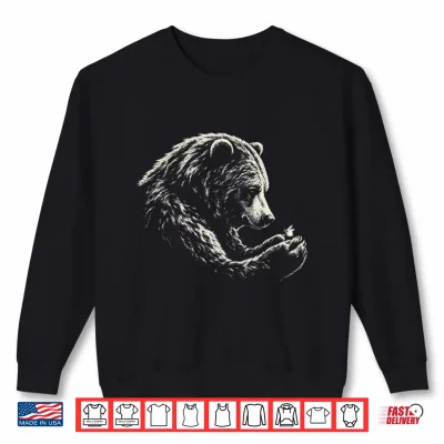 Mens Gentle Bear And Firefly Nature Woodland Illustration Performance Shirt 2 Sweatshirt Mens Gentle Bear and Firefly Nature Woodland Illustration Performance Shirt