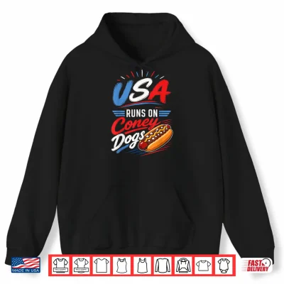 Usa Runs On Coney Dogs Fun Tee Patriotic Hot Dog Sausages Shirt 1 Hoodie USA Runs On Coney Dogs Fun Tee Patriotic Hot Dog Sausages Shirt
