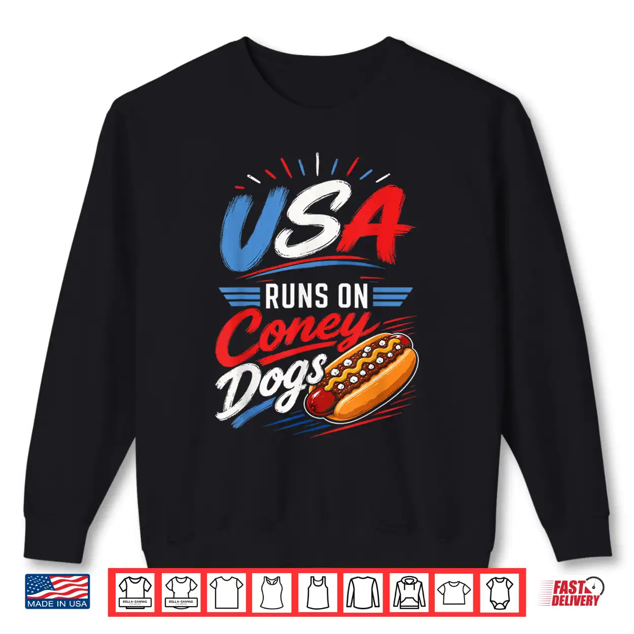 Usa Runs On Coney Dogs Fun Tee Patriotic Hot Dog Sausages Shirt Usa Runs On Coney Dogs Fun Tee Patriotic Hot Dog Sausages Shirt