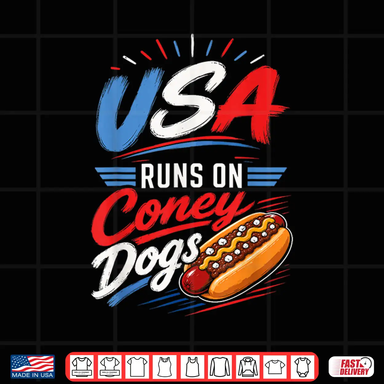Usa Runs On Coney Dogs Fun Tee Patriotic Hot Dog Sausages Shirt Usa Runs On Coney Dogs Fun Tee Patriotic Hot Dog Sausages Shirt