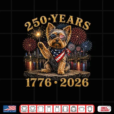 Design 250 Years American 1776 2026 250th 4th July Yorkie Dog Shirt