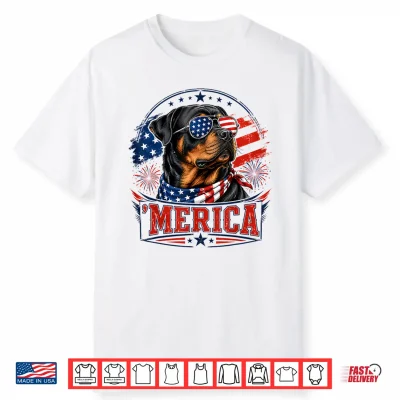 Merica Rottweiler Patriotic Dog 4Th Of July Dog Lover Shirt