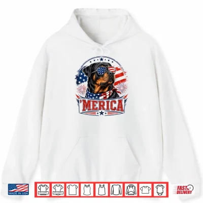 Hoodie Merica Rottweiler Patriotic Dog 4th of July Dog Lover Shirt