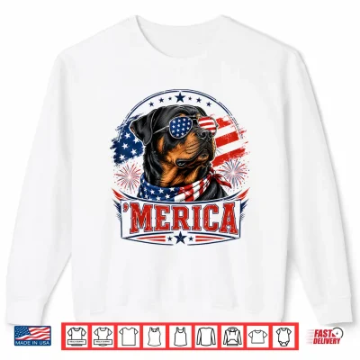 Sweatshirt Merica Rottweiler Patriotic Dog 4th of July Dog Lover Shirt