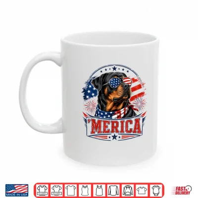 Mug Merica Rottweiler Patriotic Dog 4th of July Dog Lover Shirt