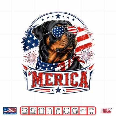 Design Merica Rottweiler Patriotic Dog 4th of July Dog Lover Shirt