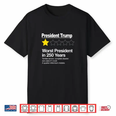Worst President In 250 Years 1 Star Review Trump Satire Shirt